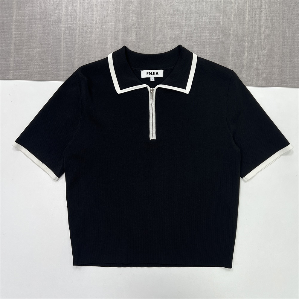 Изготовленные на заказ женские топы с застежкой-молнией FNJIA half и футболки с короткими рукавами