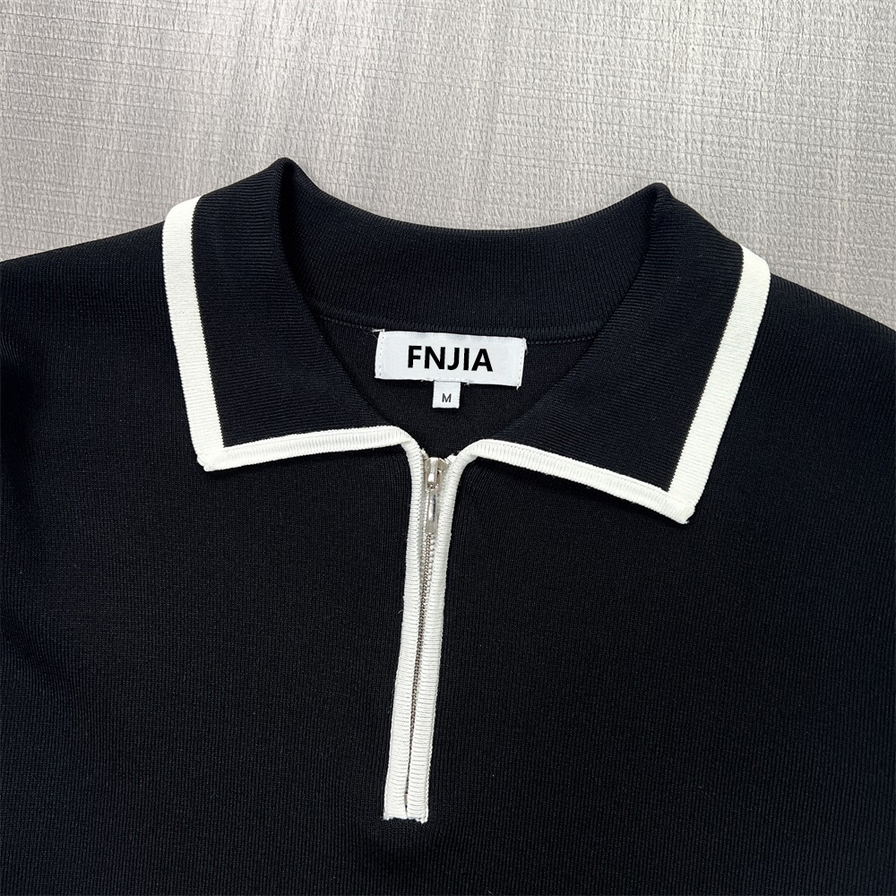 Изготовленные на заказ женские топы с застежкой-молнией FNJIA half и футболки с короткими рукавами
