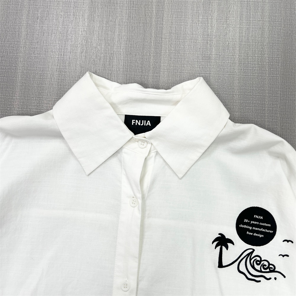 Изготовленная на заказ модная рубашка с логотипом FNJIA, вышитая на заказ, для осени