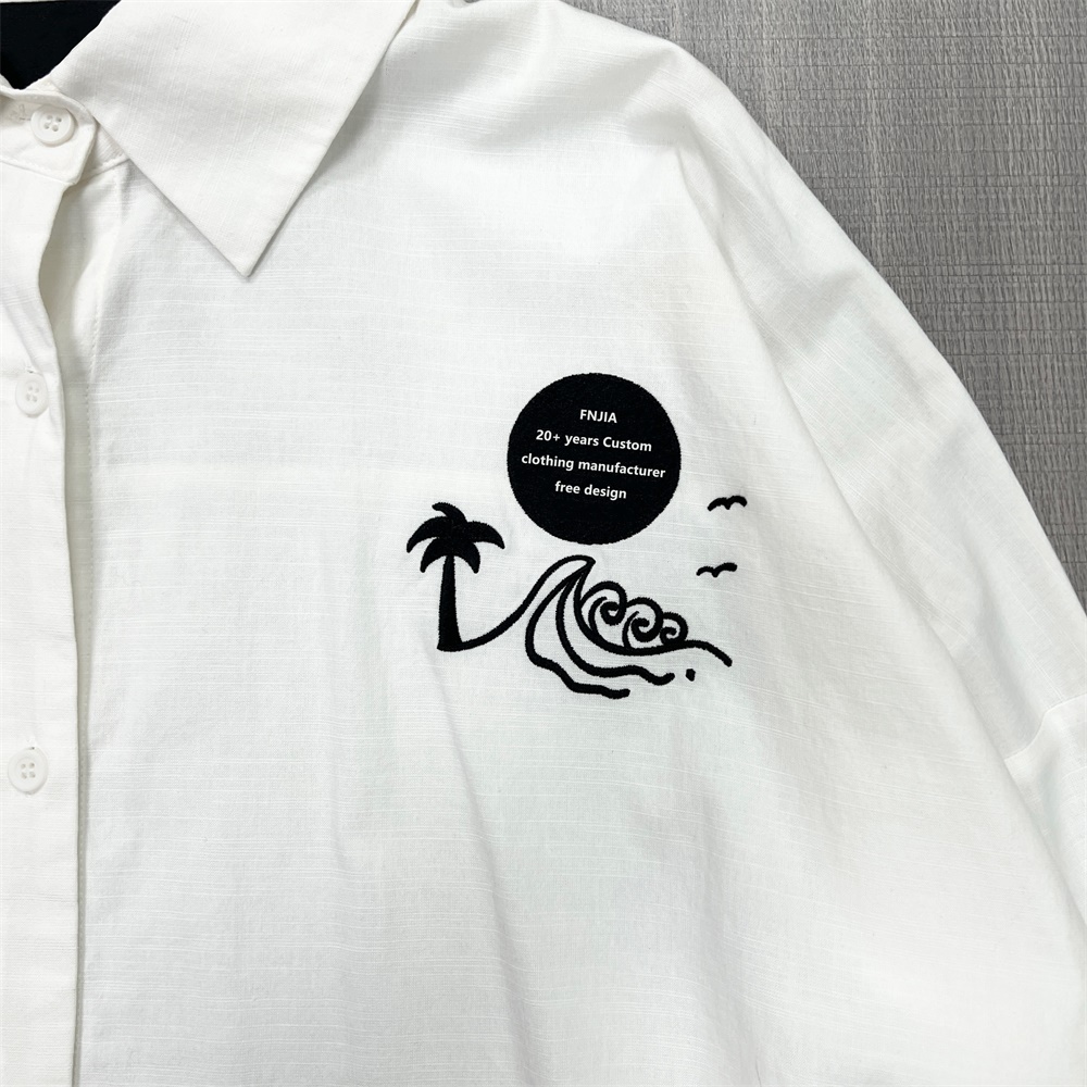 Изготовленная на заказ модная рубашка с логотипом FNJIA, вышитая на заказ, для осени
