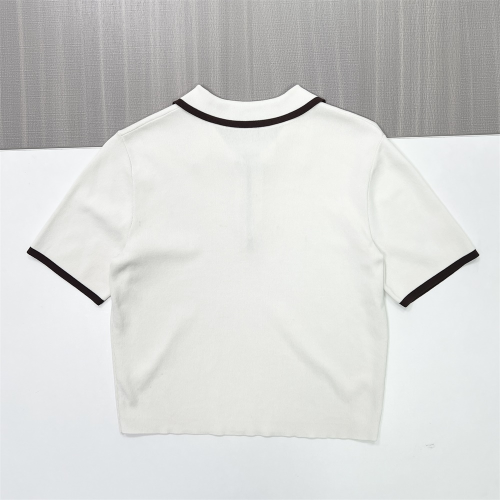 Повседневная женская рубашка поло с короткими рукавами и застежкой-молнией до половины длины, выполненная на заказ, повседневный топ