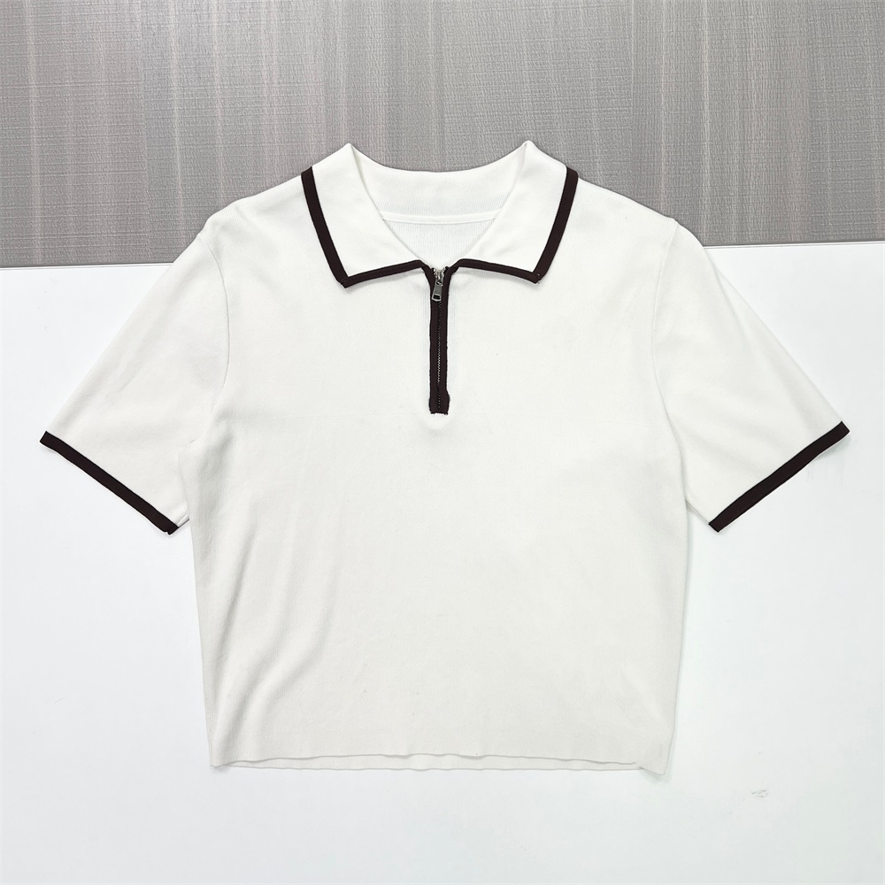 Повседневная женская рубашка поло с короткими рукавами и застежкой-молнией до половины длины, выполненная на заказ, повседневный топ