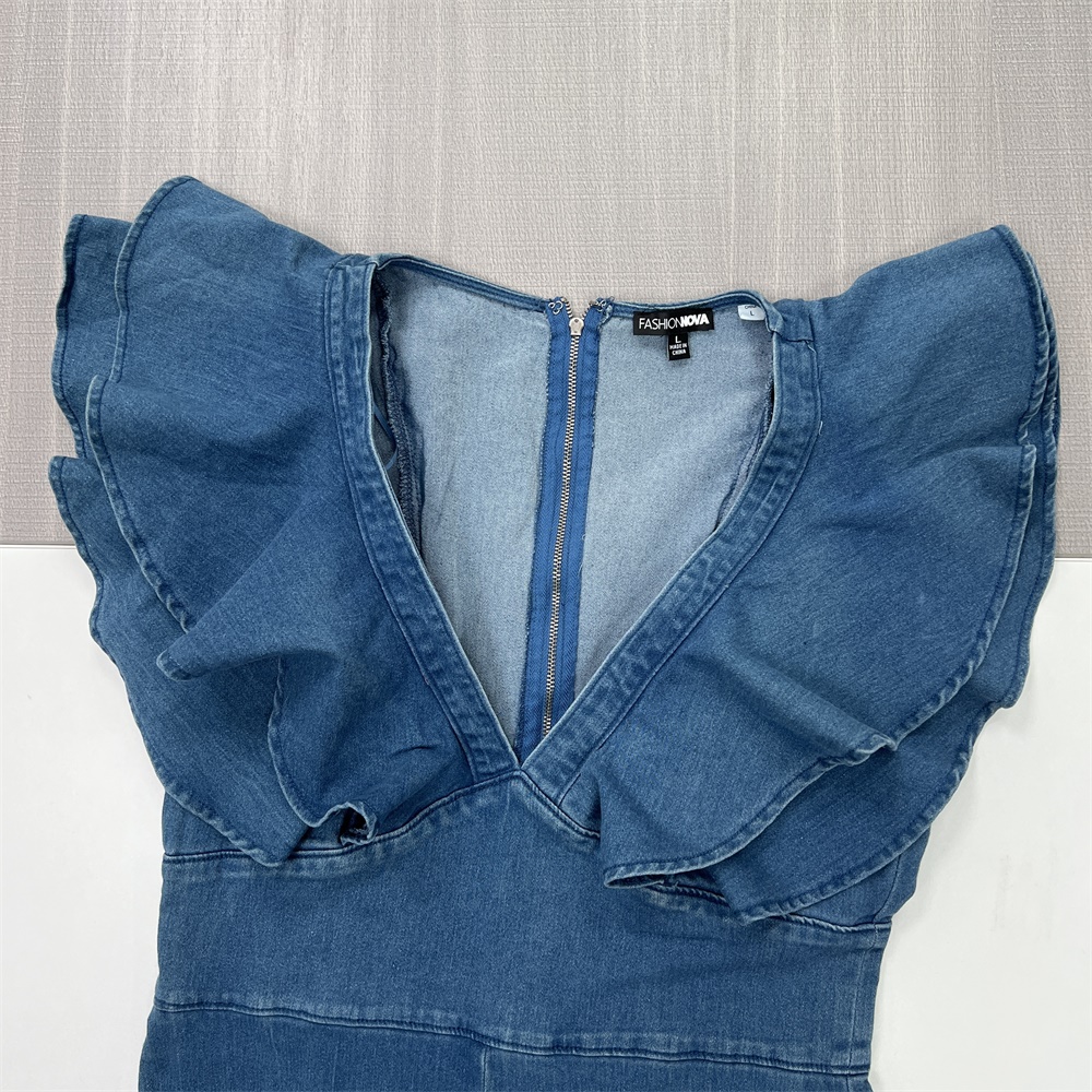 Сшитый на заказ женский цельный джинсовый костюм