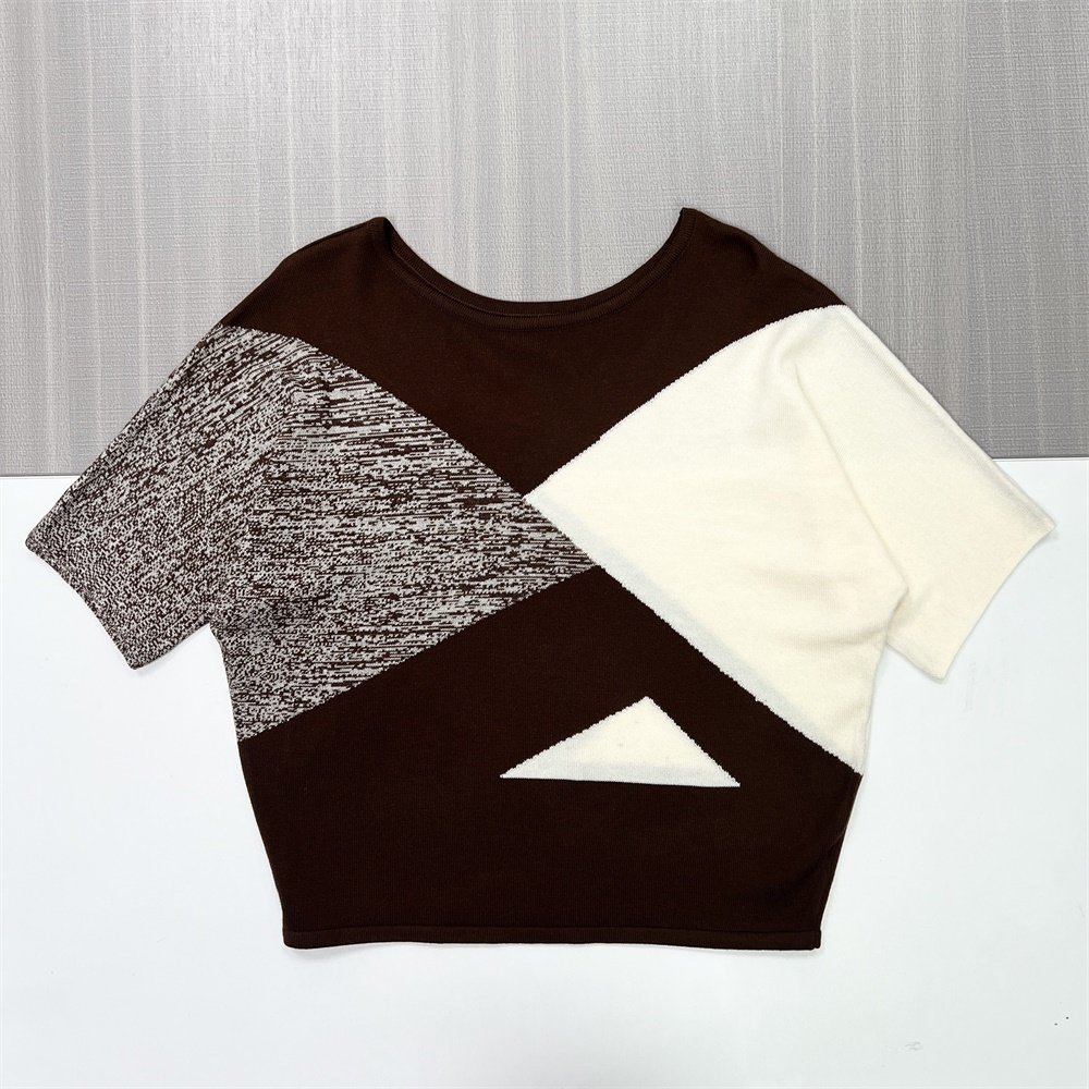 Вязаные на заказ женские топы с геометрическим цветовым узором FNJIA Women&amp;#039;s