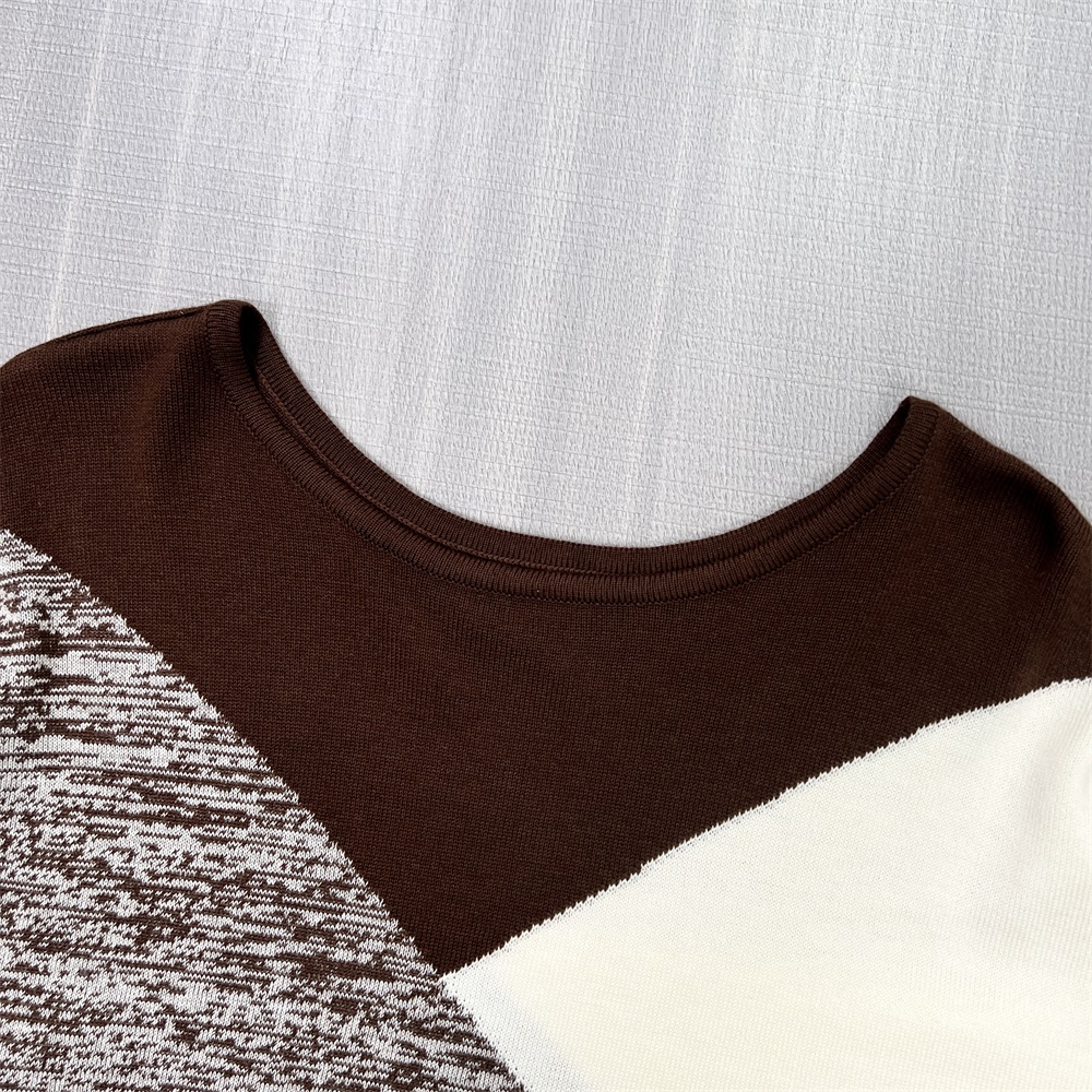 Вязаные на заказ женские топы с геометрическим цветовым узором FNJIA Women&amp;#039;s