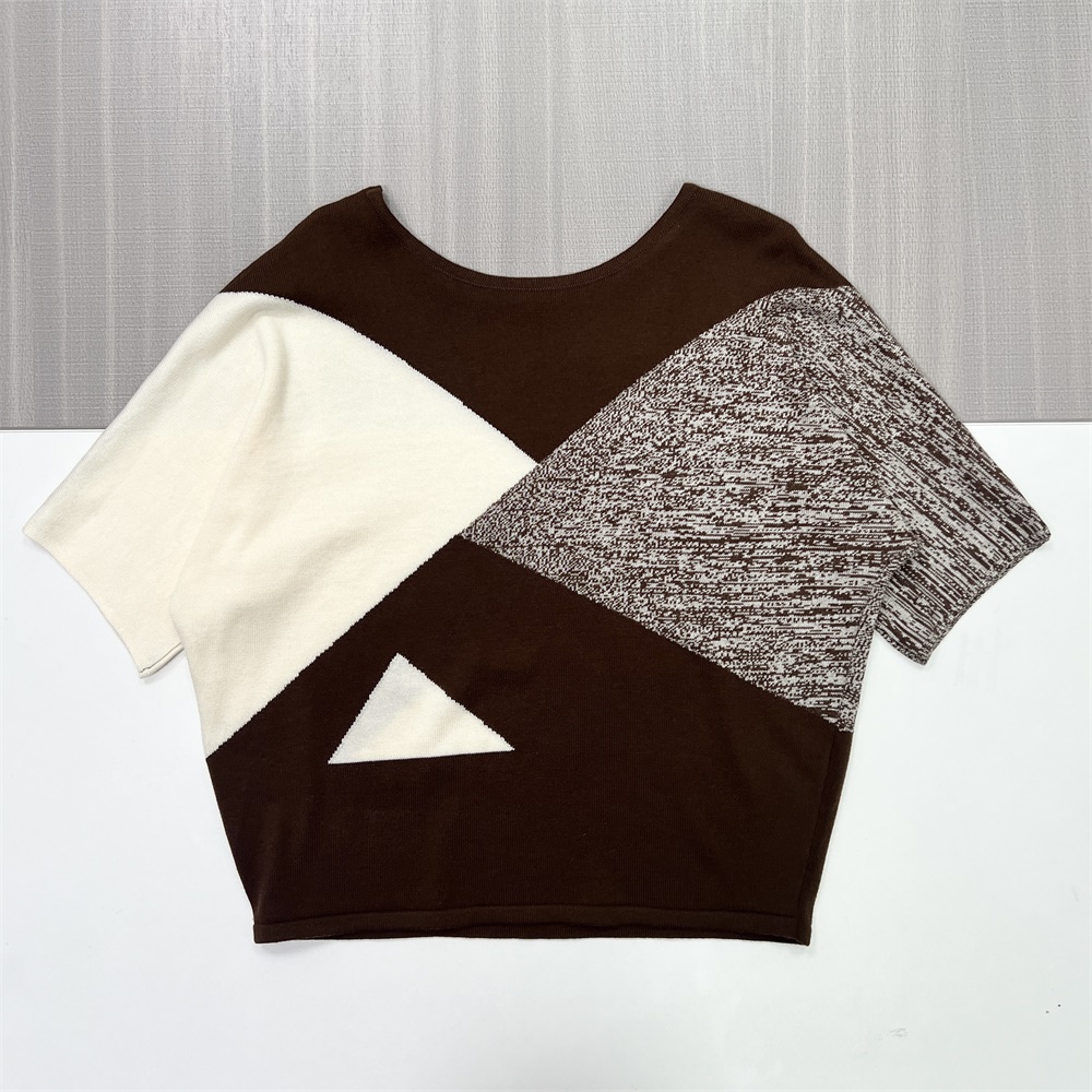 Вязаные на заказ женские топы с геометрическим цветовым узором FNJIA Women&amp;#039;s