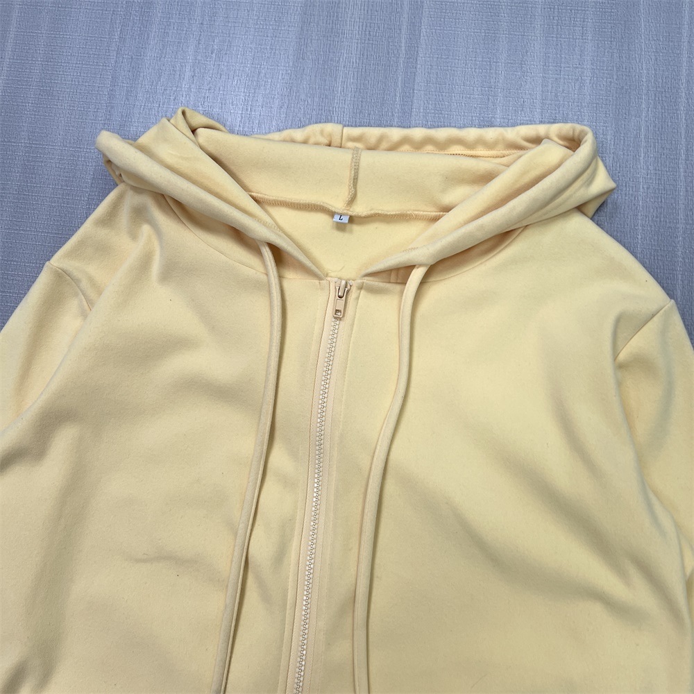 Изготовленный на заказ кардиган на молнии с однотонным дизайном и карманами, женские толстовки с капюшоном