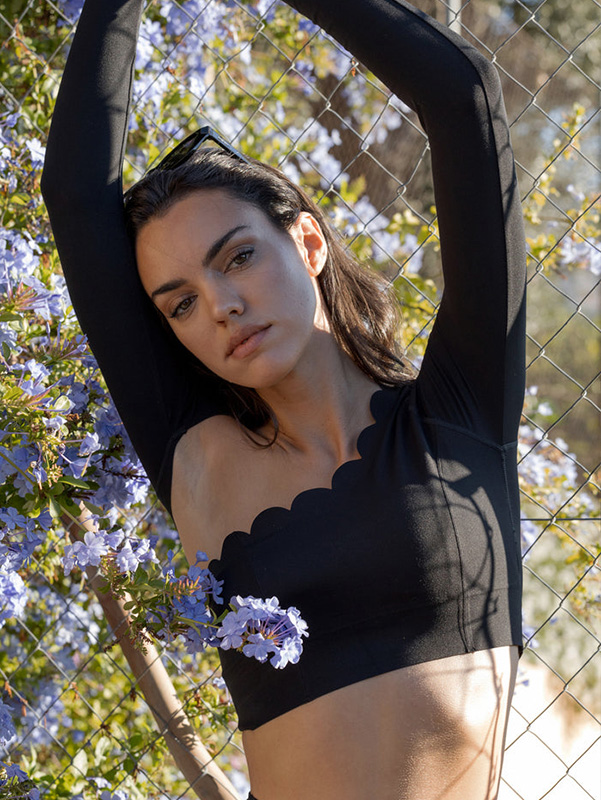 Женский укороченный комплект для йоги с длинным рукавом