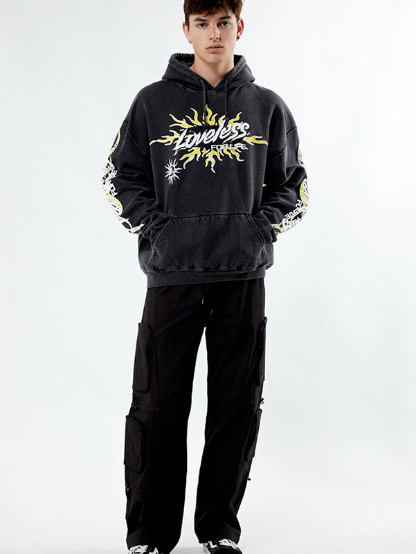 Мужская винтажная толстовка Оверсайз с капюшоном