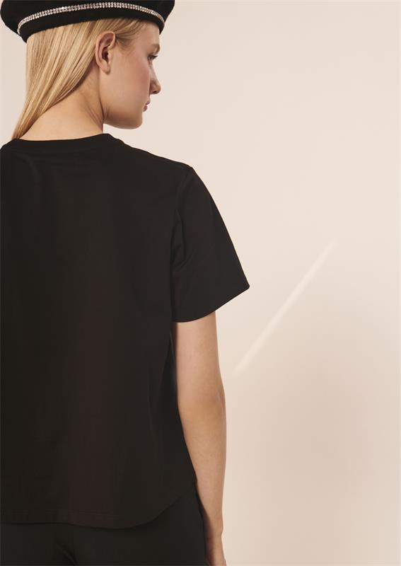 Однотонная женская футболка с аппликацией в виде бриллиантового банта