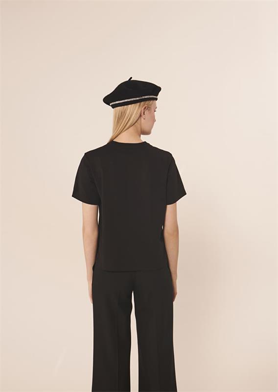 Однотонная женская футболка с аппликацией в виде бриллиантового банта