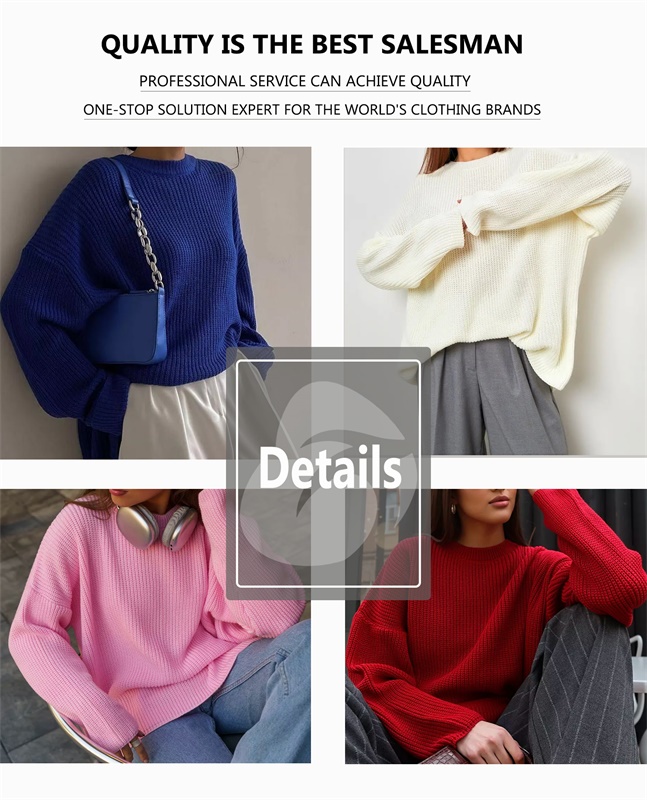 Белый модный свитер с круглым вырезом горловины