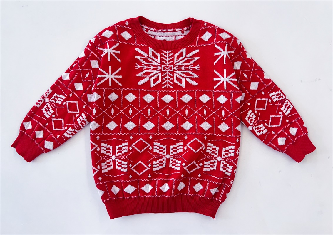 Красный жаккардовый рождественский свитер для детей