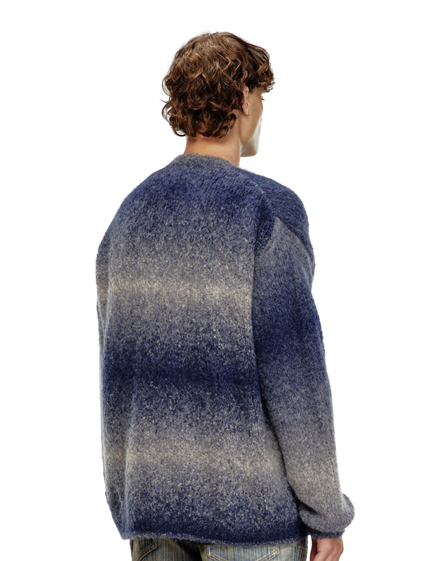 Мужской модный водолазный вязаный свитер-кардиган на пуговицах с цветными вставками