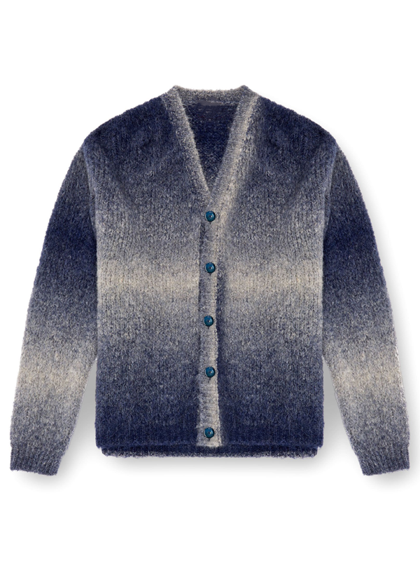 Мужской модный водолазный вязаный свитер-кардиган на пуговицах с цветными вставками