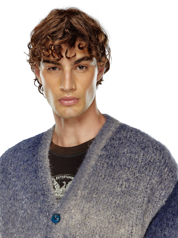 Мужской модный водолазный вязаный свитер-кардиган на пуговицах с цветными вставками