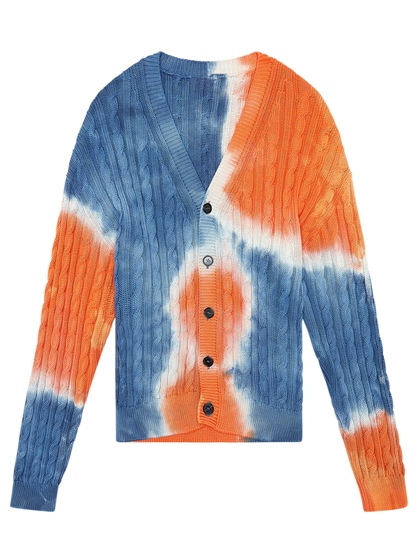 Мужские однобортные свитера жаккардовой вязки с V-образным вырезом