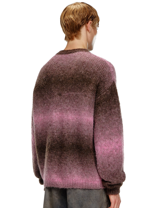 Мужской зимний теплый толстый свитер градиентного цвета с круглым вырезом