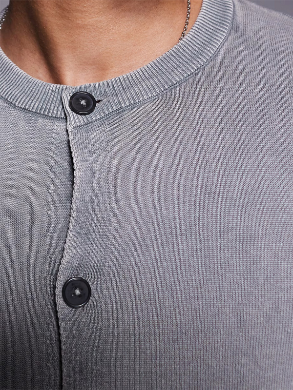 Вяжем мужской и#039;s Серый свитер-кардиган на пуговицах