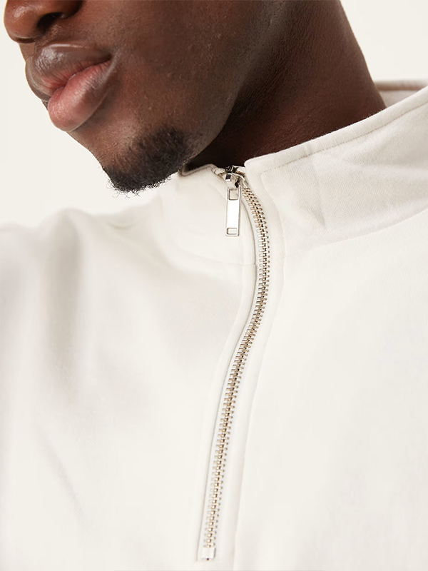 Белый вязаный пуловер на молнии 1/4, мужской трикотаж Вязаный пуловер из мужского трикотажа