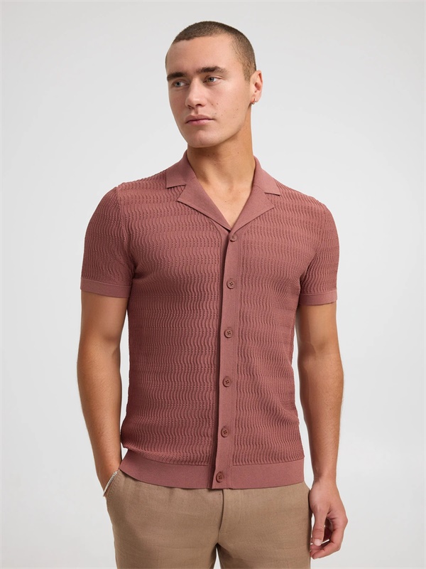 Изготовленная на заказ Красная мужская трикотажная рубашка с коротким рукавом{2} _BOS_Трикотажная рубашка с коротким рукавом