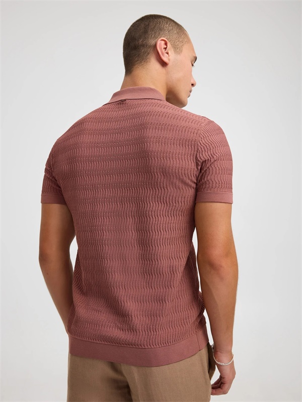 Изготовленная на заказ Красная мужская трикотажная рубашка с коротким рукавом{2} _BOS_Трикотажная рубашка с коротким рукавом