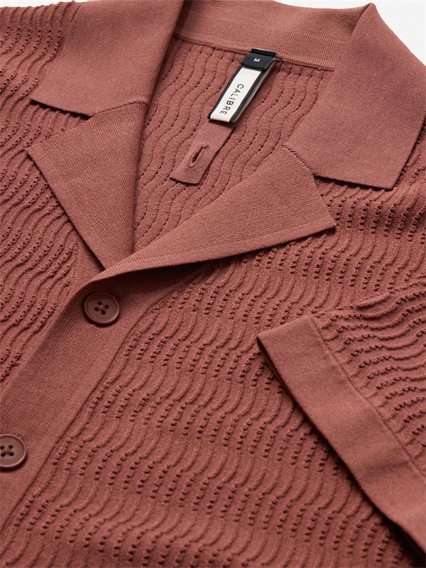 Изготовленная на заказ Красная мужская трикотажная рубашка с коротким рукавом{2} _BOS_Трикотажная рубашка с коротким рукавом