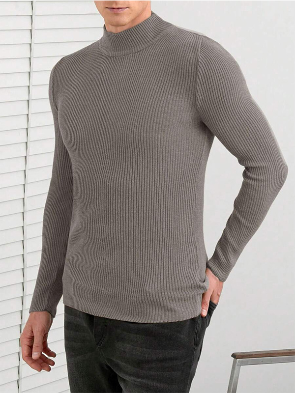 Изготовленный на заказ мужской свитер FNJIA Solid Color Half с высоким воротом, джемпер из трикотажа оптом