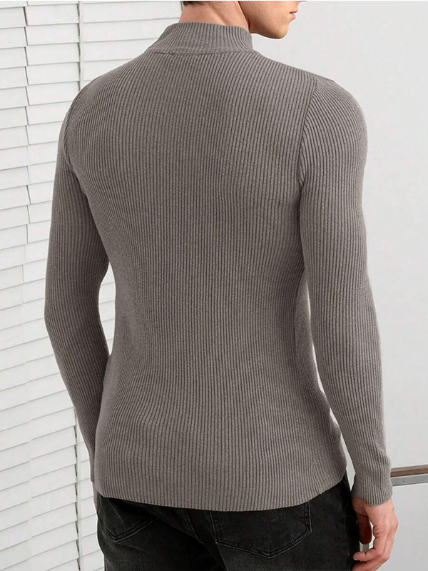 Изготовленный на заказ мужской свитер FNJIA Solid Color Half с высоким воротом, джемпер из трикотажа оптом