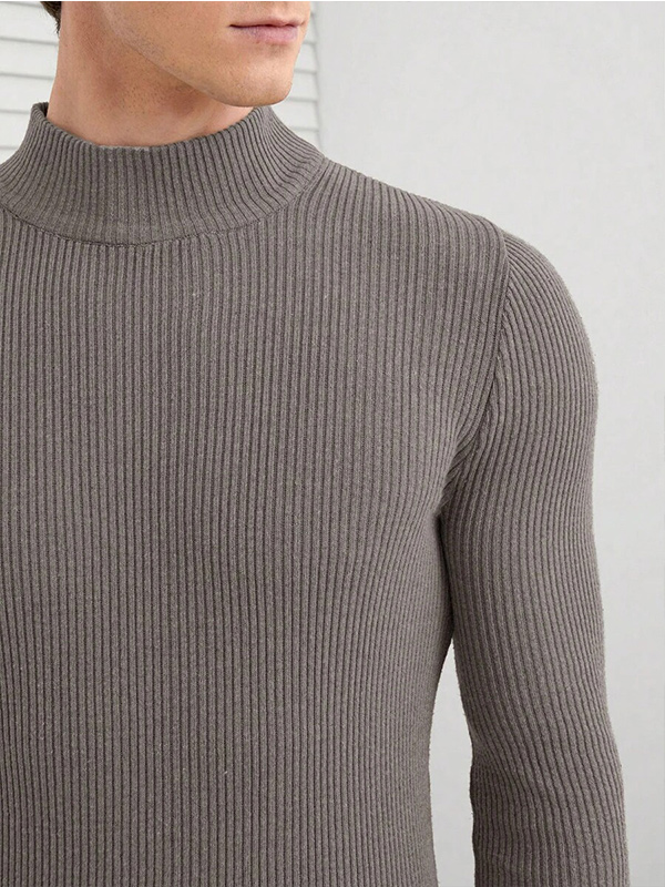 Изготовленный на заказ мужской свитер FNJIA Solid Color Half с высоким воротом, джемпер из трикотажа оптом