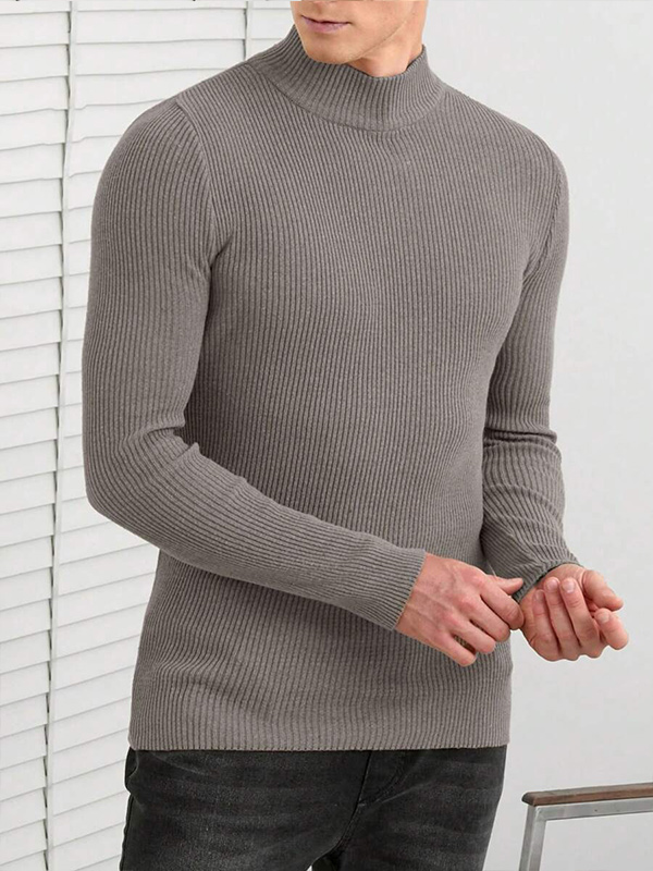 Изготовленный на заказ мужской свитер FNJIA Solid Color Half с высоким воротом, джемпер из трикотажа оптом