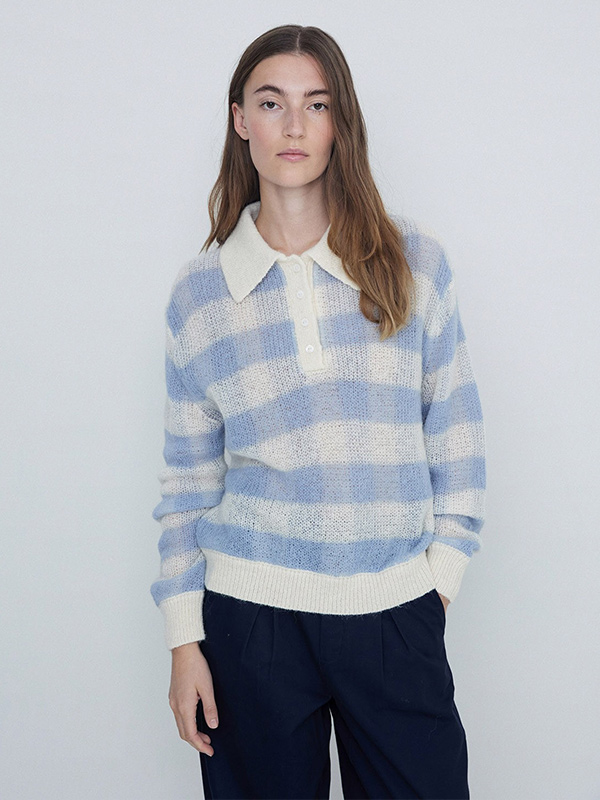 Вязаный свитер в клетку для женщин на заказ&вязаный свитер в клетку с воротником-поло amp;#039;s