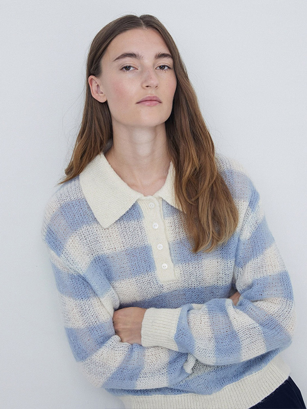 Вязаный свитер в клетку для женщин на заказ&вязаный свитер в клетку с воротником-поло amp;#039;s