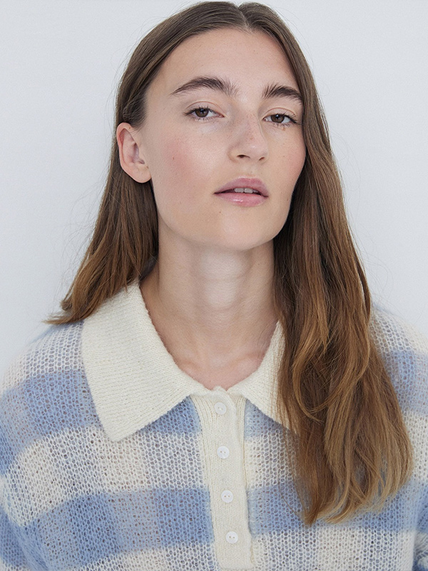 Вязаный свитер в клетку для женщин на заказ&вязаный свитер в клетку с воротником-поло amp;#039;s