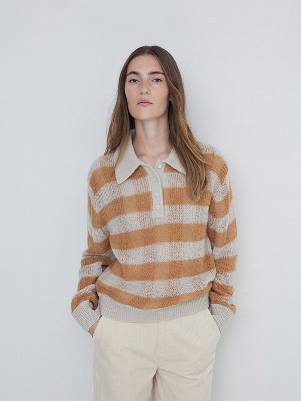 Сшитый на заказ женский свитер в клетку с вырезом поло и #039;ы