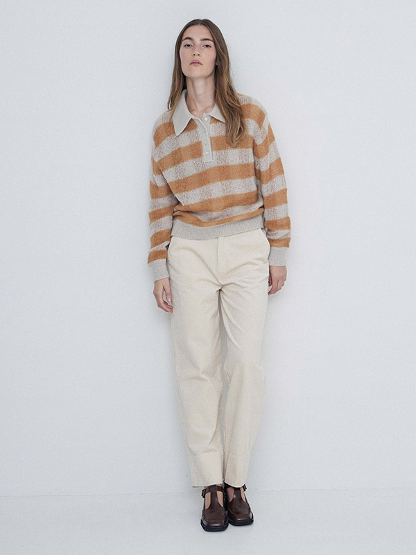 Сшитый на заказ женский свитер в клетку с вырезом поло и #039;ы