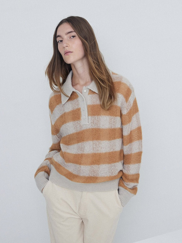 Сшитый на заказ женский свитер в клетку с вырезом поло и #039;ы