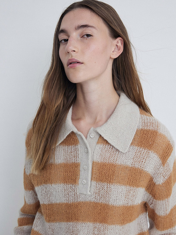 Сшитый на заказ женский свитер в клетку с вырезом поло и #039;ы