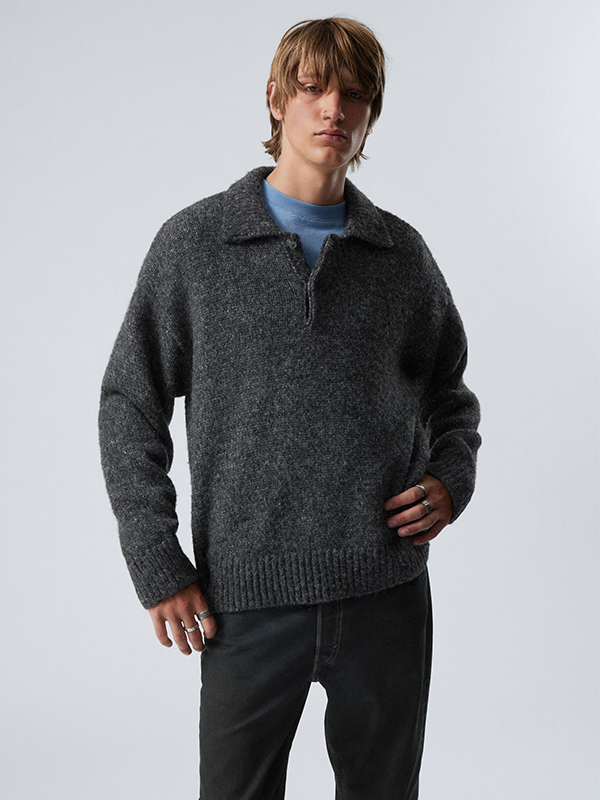 Изготовленный на заказ мужской свитер-пуловер с отворотом на молнии