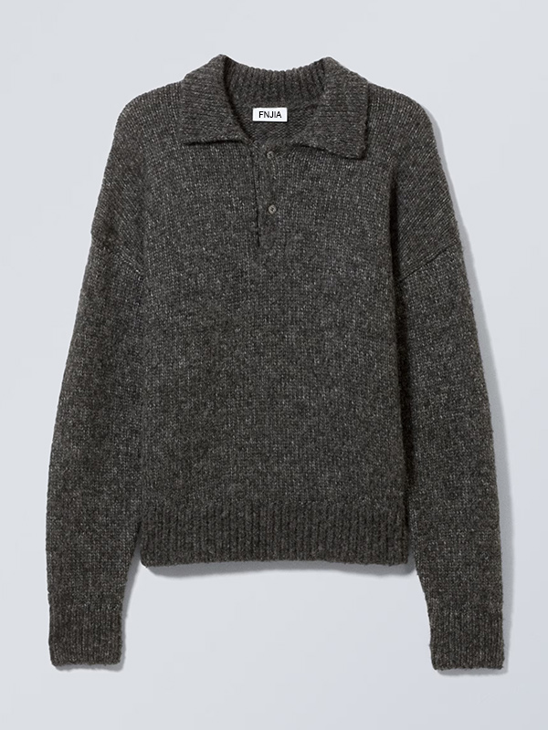 Изготовленный на заказ мужской свитер-пуловер с отворотом на молнии