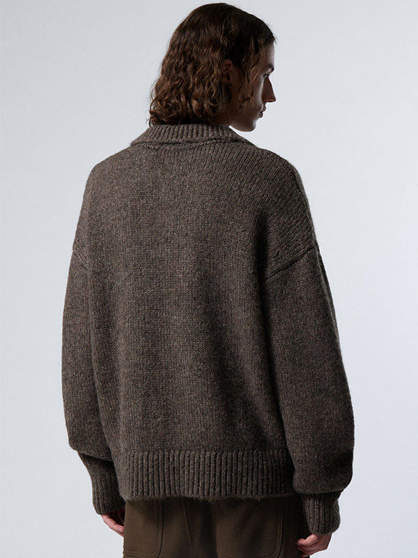 Изготовленный на заказ женский пуловер-поло FNJIA с круглым вырезом, вязаный свитер