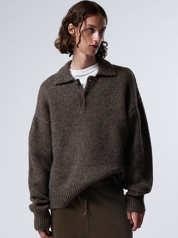 Изготовленный на заказ женский пуловер-поло FNJIA с круглым вырезом, вязаный свитер