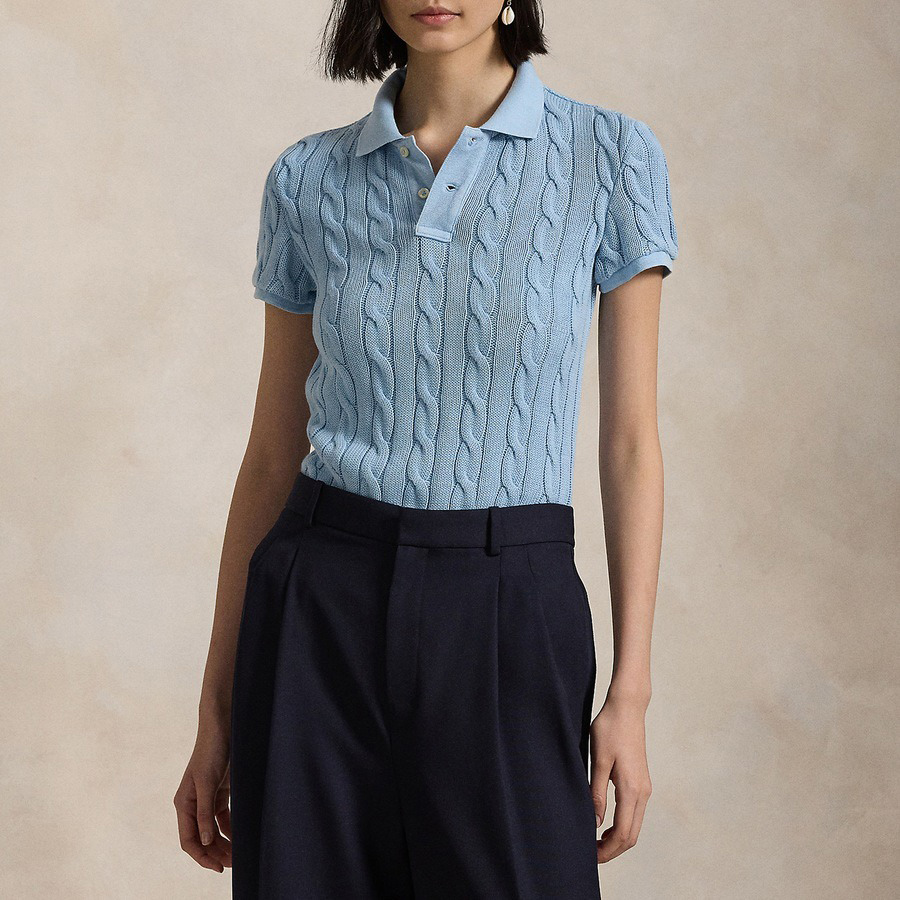 Женская вязаная рубашка поло с плетением на заказ&amp;#039;s