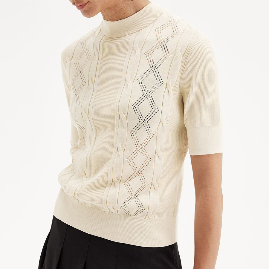 Короткий свитер с ромбовидным дизайном, связанный на заказ