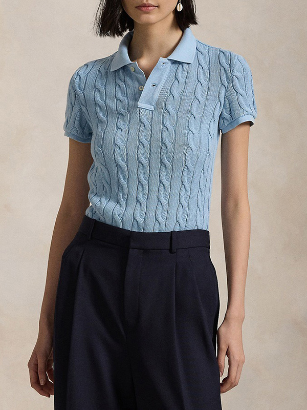 Женская вязаная рубашка поло с плетением на заказ&#039;s