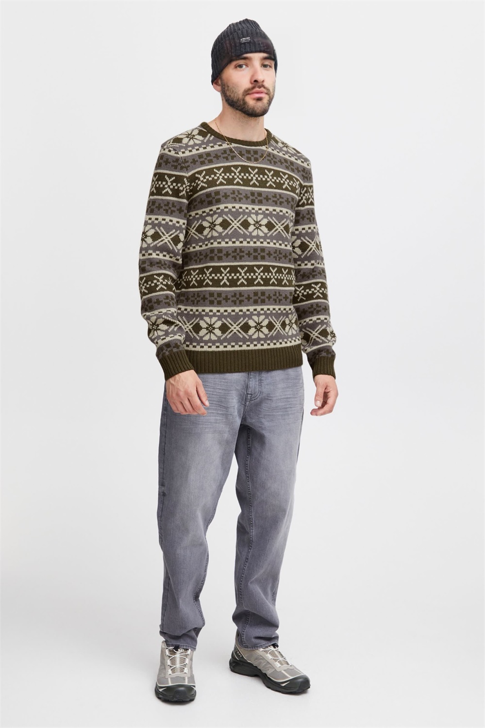 Сшитый на заказ мужской жаккардовый свитер FNJIA Ugly Christmas