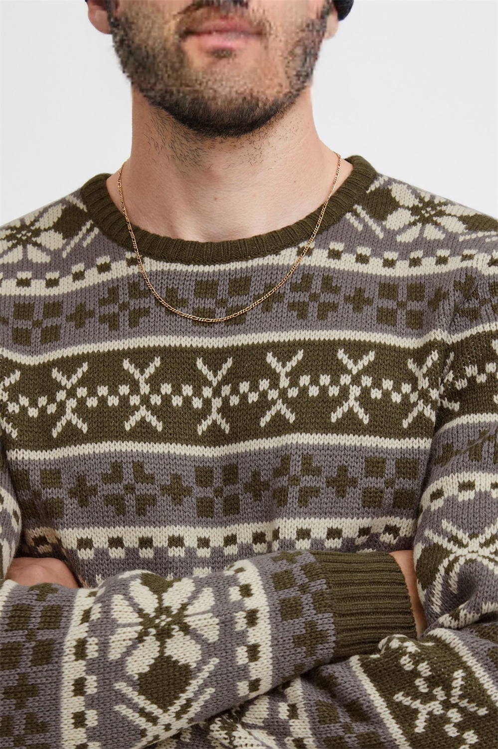 Сшитый на заказ мужской жаккардовый свитер FNJIA Ugly Christmas