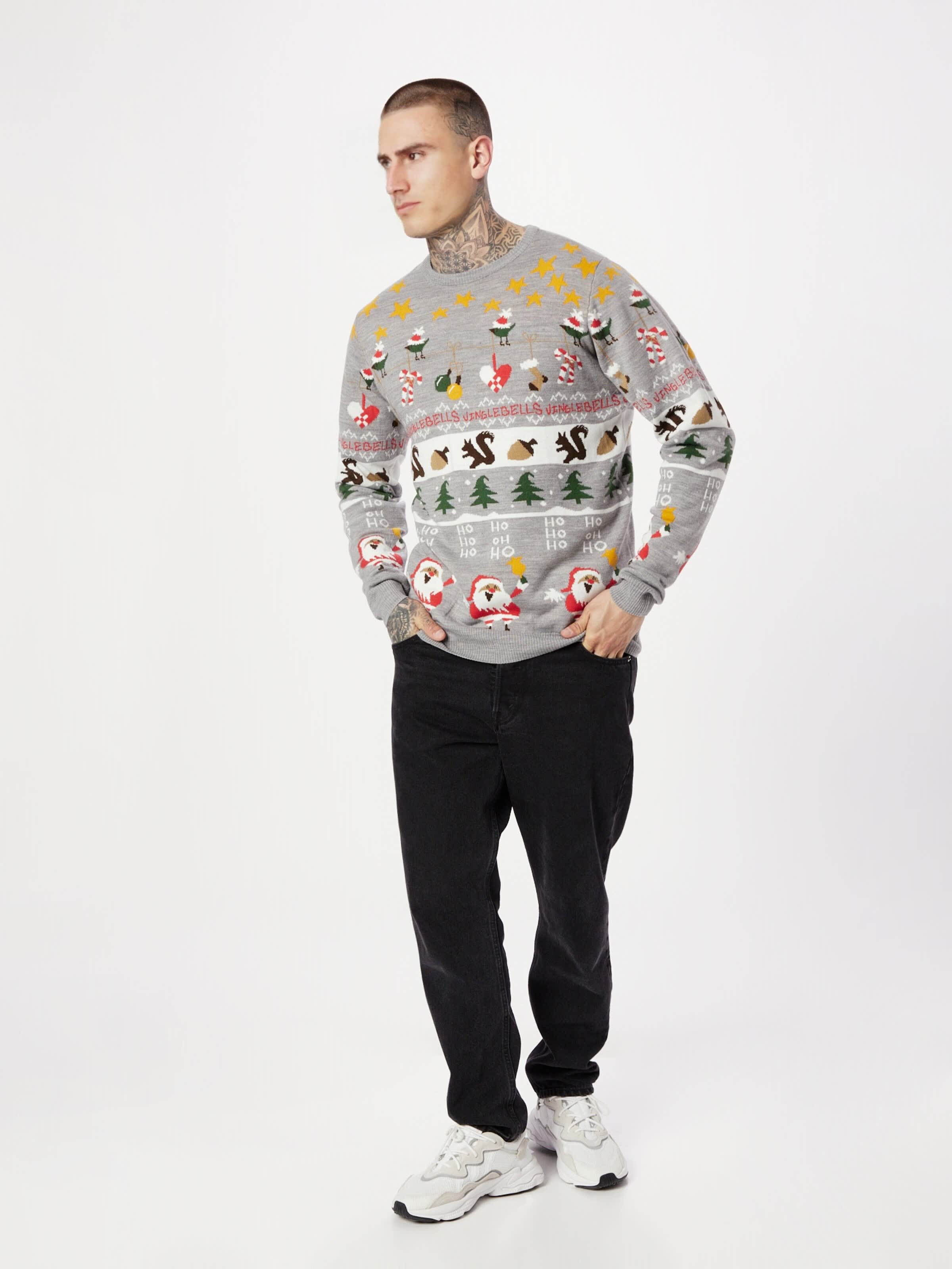 Мужской жаккардовый рождественский джемпер FNJIA, уродливый рождественский свитер