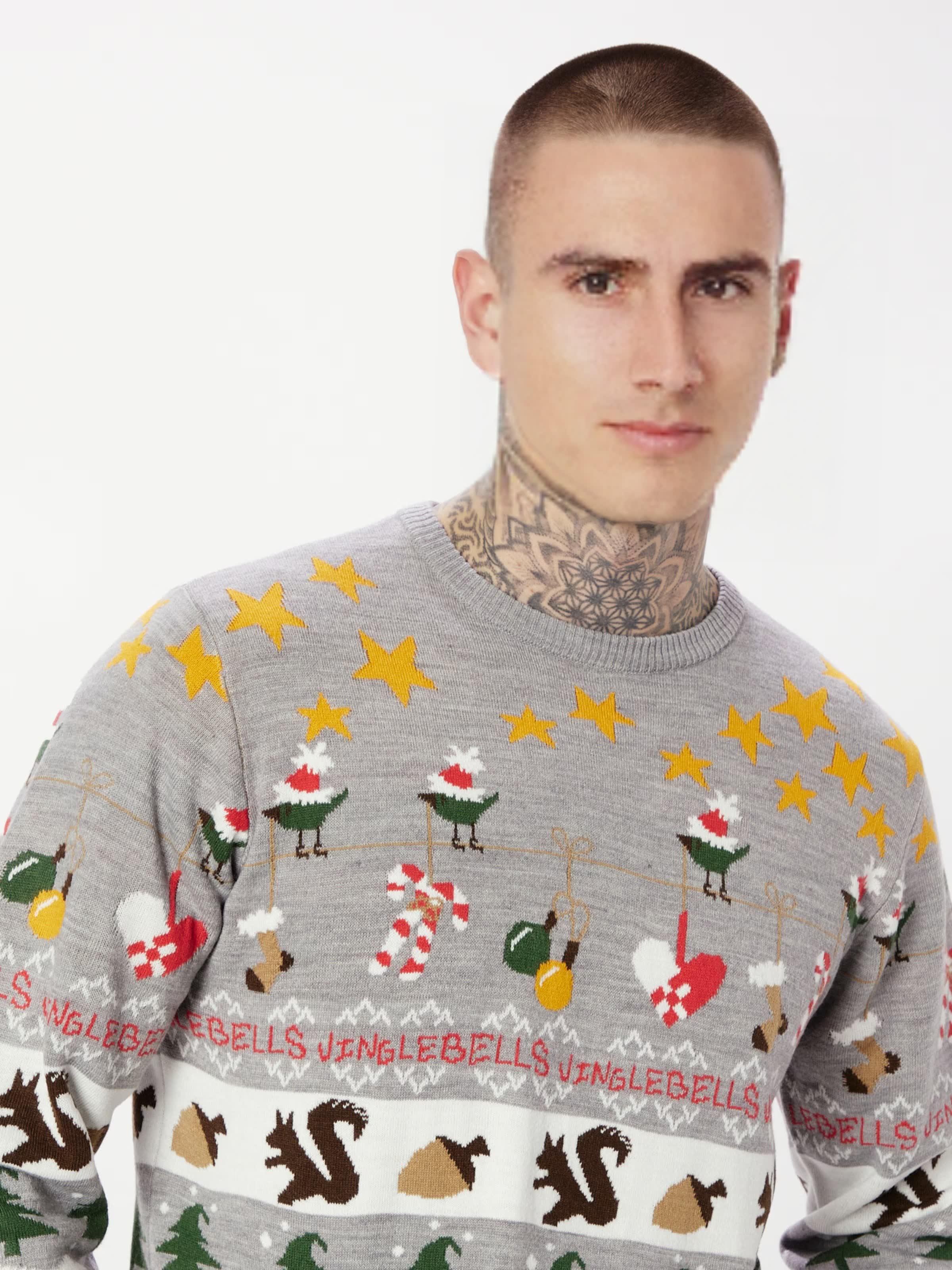 Мужской жаккардовый рождественский джемпер FNJIA, уродливый рождественский свитер