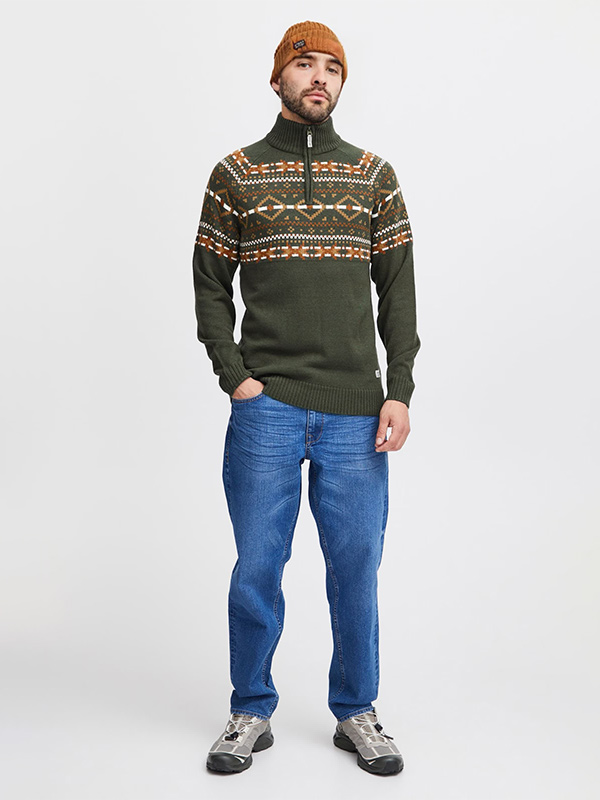 Изготовленный на заказ мужской рождественский свитер нового дизайна на молнии 1/4